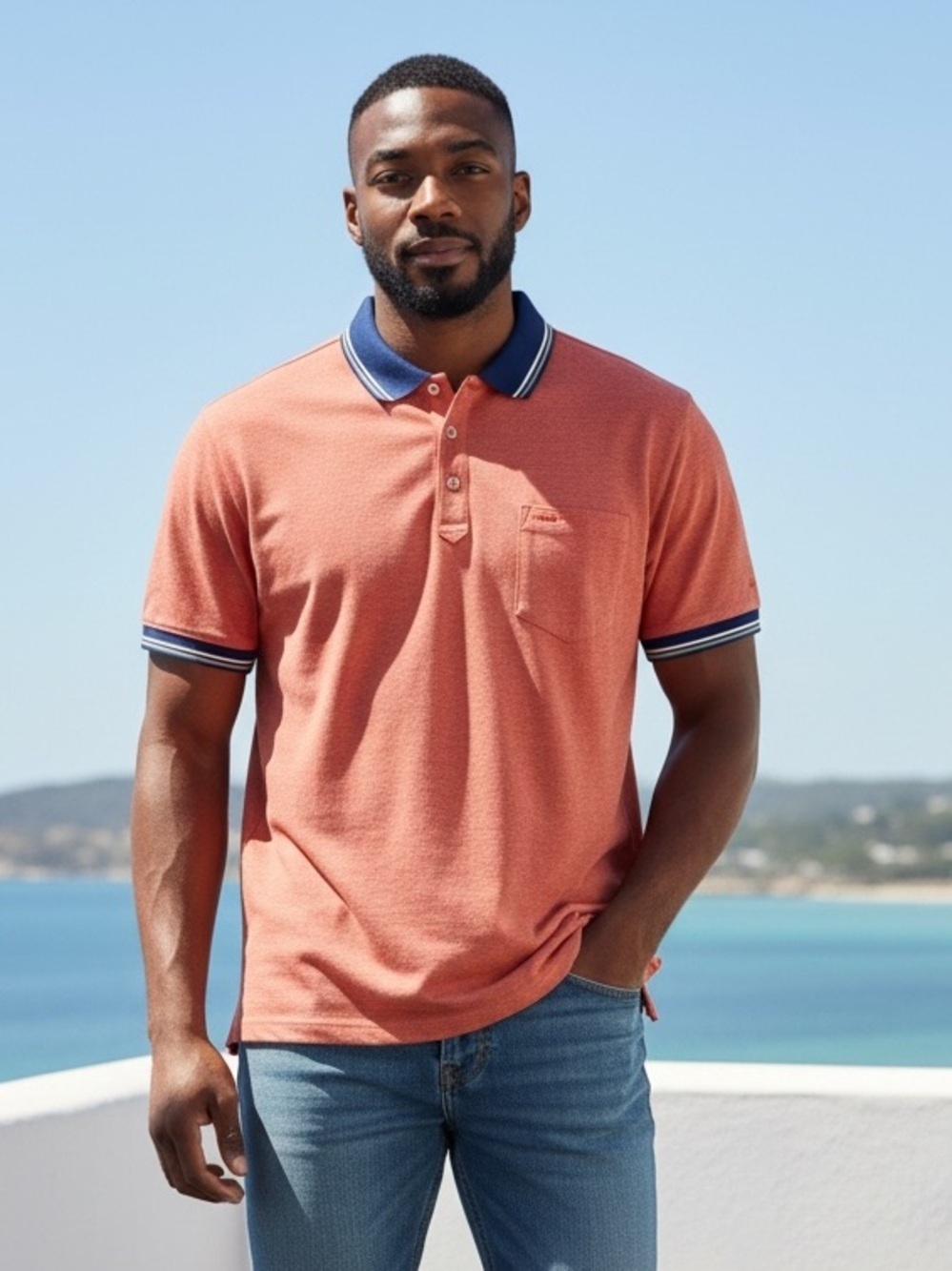 Jack Nicklaus StayDri Polo Shirt Mens Orange Coral Golf Performance Short Sleeve